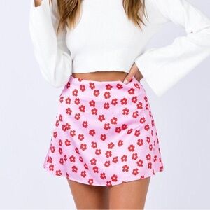 Princess Polly floral pink and red mini skirt